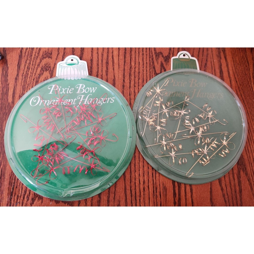 Lot 2 Dept 56 Pixie‎ Bow Ornament Hangers Christmas Gold And Red VTG 24 Hangers